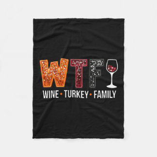 Cobertor De Velo Wtf Wine Turkey Family Engraçado Ação De Graças