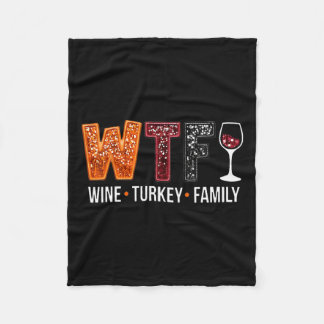 Cobertor De Velo Wtf Wine Turkey Family Engraçado Ação de Graças 1