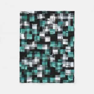 Cobertor De Velo Xadrez Abstrato branco preto verde-verde-legal
