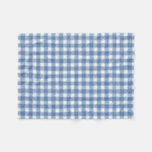 Cobertor De Velo Xadrez Azul e Branco Clássico