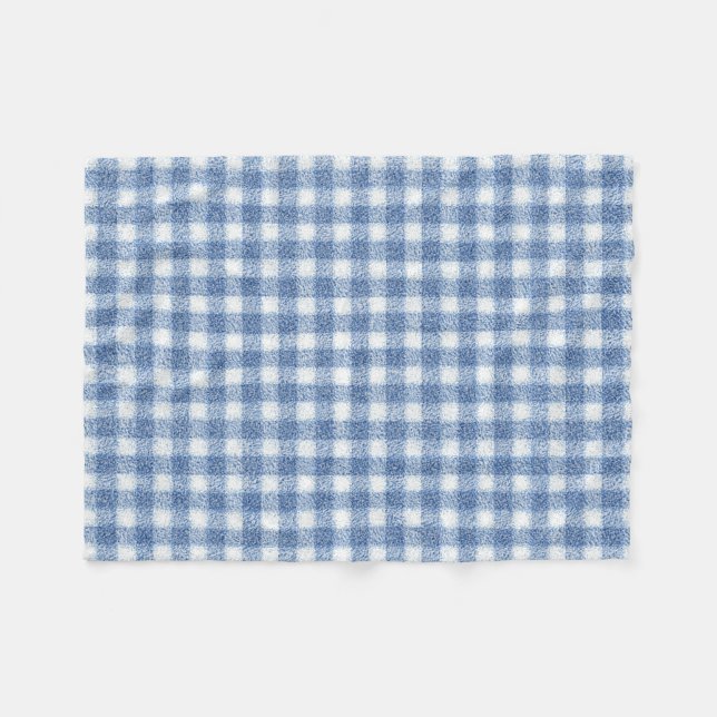 Cobertor De Velo Xadrez Azul e Branco Clássico (Frente (Horizontal))