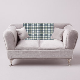 Cobertor De Velo Xadrez branca verde Denim Blue Sage