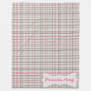 Cobertor De Velo Xadrez cinzenta & cor-de-rosa personalizada