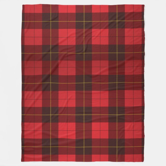 Cobertor De Velo Xadrez Clan Wallace Scottish Tartan Red Black Chec (Frente)