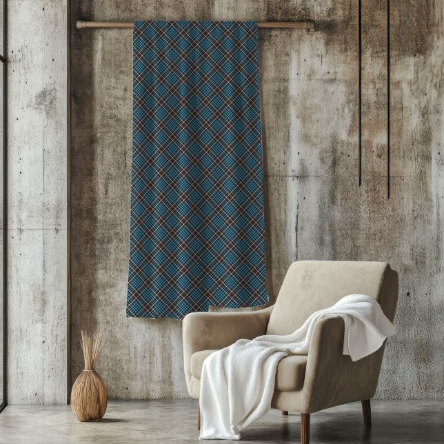 Cobertor De Velo Xadrez clássica joga azul e Cinza para homens (Classic Plaid Throw in Blue and Grey Tones for Men Fleece Blanket)