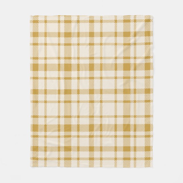 Cobertor De Velo Xadrez clássica Tartan Padrão-Amarelo e Creme (Frente)