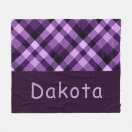 Cobertor De Velo Xadrez de ameixa Monograma de Folha Média