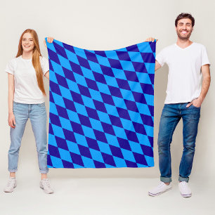Cobertor De Velo Xadrez de Diamantes Harlequim Azul Claro e Escuro