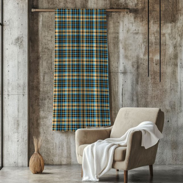 Cobertor De Velo Xadrez de inspiração vítrea em branco azul amarelo (Vintage-Inspired Plaid Blanket Blue Yellow for Man)