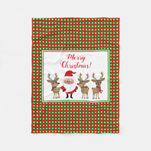 Cobertor De Velo Xadrez de Natal Feliz Natal Papai Noel Rena
