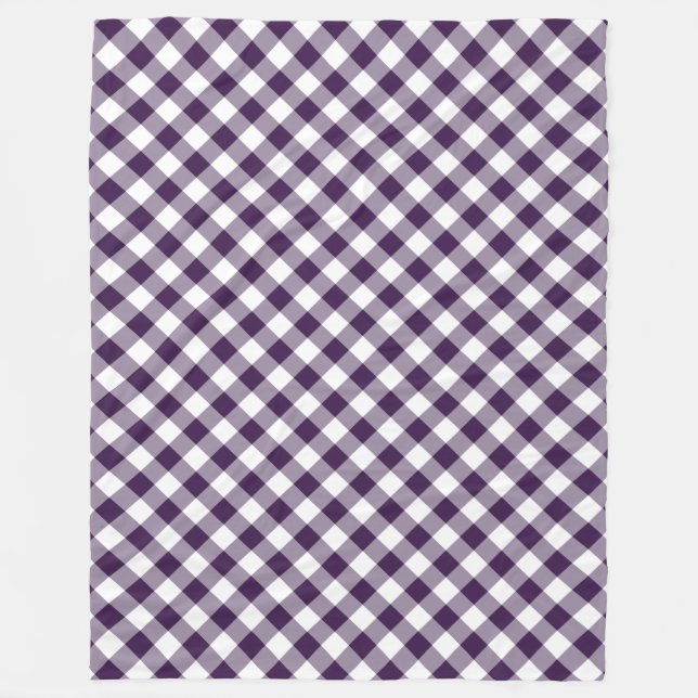 Cobertor De Velo Xadrez Diagonal Búfalos Roxo-Branco (Frente)