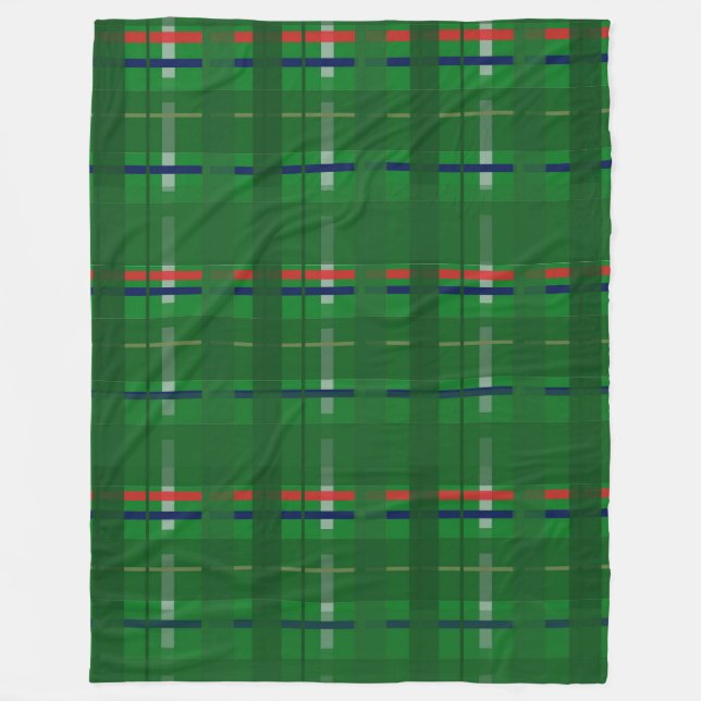 Cobertor De Velo xadrez em verde, vermelho, azul, ouro e prata (Frente)