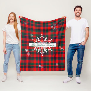 Cobertor De Velo Xadrez Escocês Vermelho de Natal Personalizado com