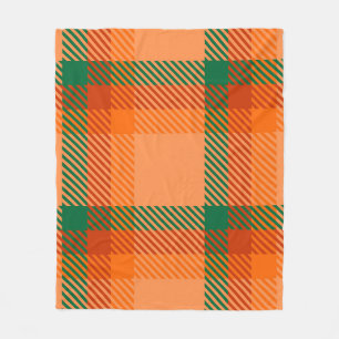 Cobertor De Velo Xadrez Escocesa Verde, Vermelho, Laranja e Beige T