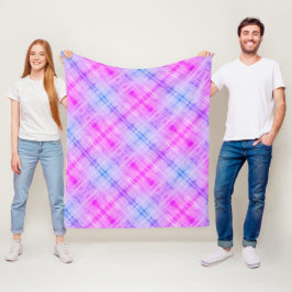 Cobertor De Velo Xadrez Fuschia Blue Boho