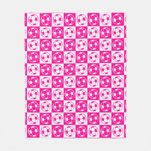 Cobertor De Velo Xadrez Futebol / Bola de Futebol - Rosa