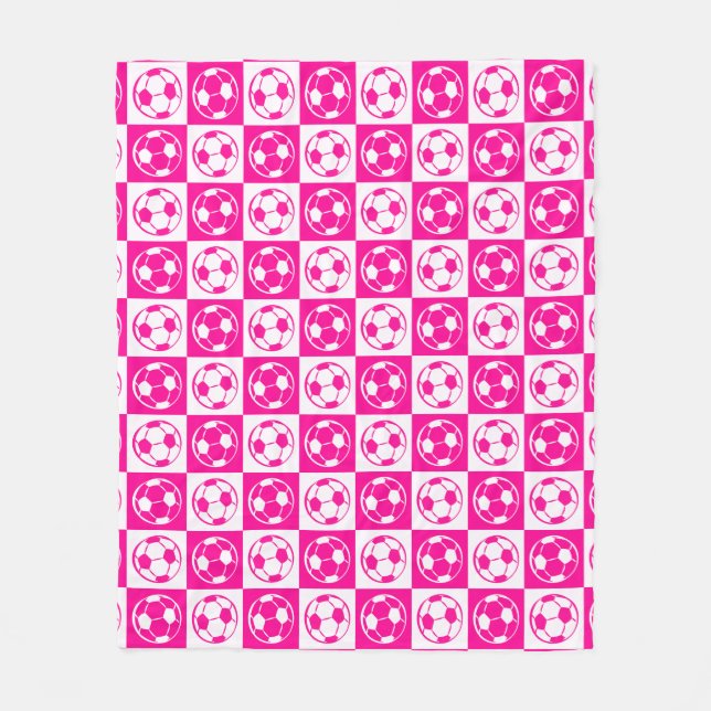 Cobertor De Velo Xadrez Futebol / Bola de Futebol - Rosa   (Frente)