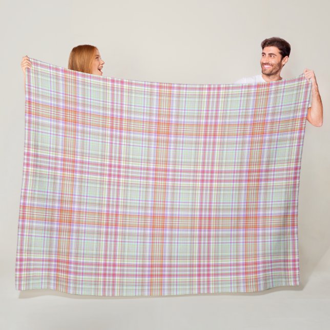 Cobertor De Velo Xadrez Geométrica Rosa e Verde (In Situ)