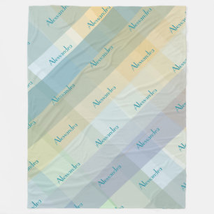 Cobertor De Velo Xadrez Monograma Pastel Teal Azul Verde Amarelo Ma