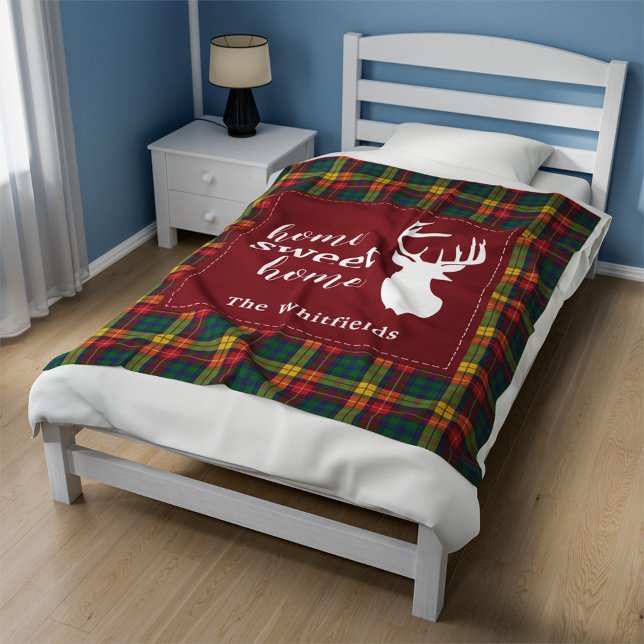 Cobertor De Velo Xadrez personalizada de Tartan Clan Buchanan (Plaid Home Sweet Home Buchanan Tartan Fleece Blanket)
