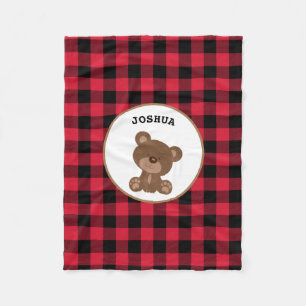 Cobertor De Velo Xadrez personalizada do Baby Bear Buffalo Lumberja