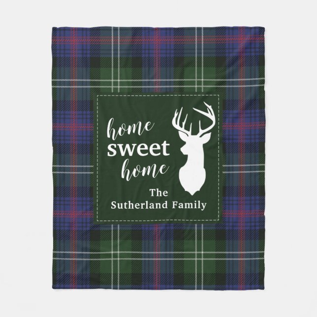 Cobertor De Velo Xadrez Personalizada Sweet Home Sutherland Tartan (Frente)