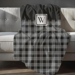 Cobertor De Velo Xadrez Preto E Branco Elegante Monograma