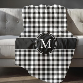 Cobertor De Velo Xadrez Preto e Branco Padrão Monograma Plaid Buffa