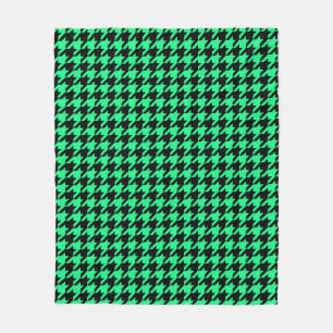 Cobertor De Velo Xadrez Preto Verde Houndstooth 