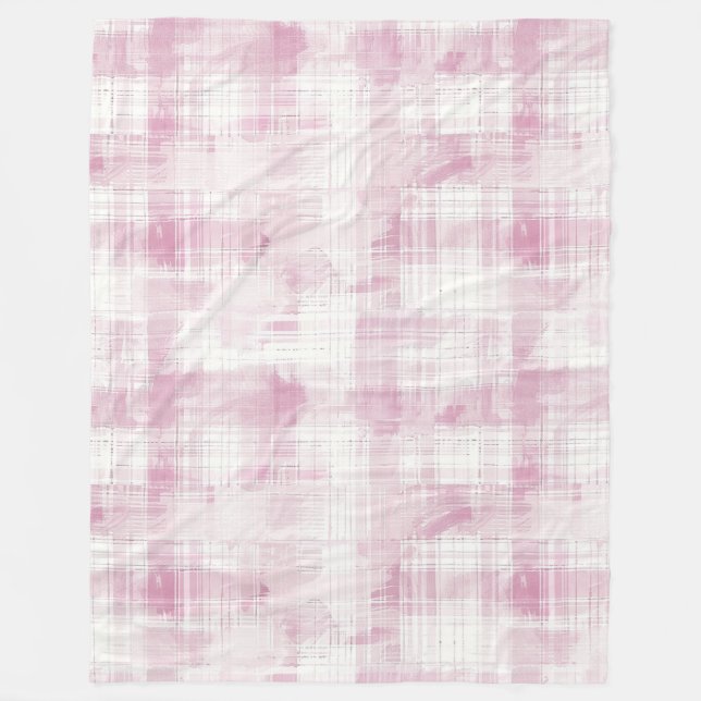 Cobertor De Velo Xadrez rosa -  - Banhas brancas (Frente)