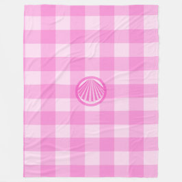 Cobertor De Velo Xadrez Rosa com Concha do Mar-