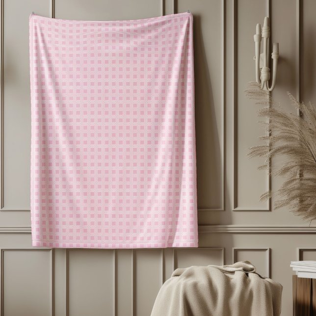Cobertor De Velo Xadrez Rosa Leve Verificada Todos Os Dias (Lightweight Pink Plaid Checkered Everyday Use Fleece Blanket)