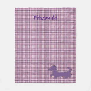 Cobertor De Velo Xadrez Roxa, Dachshund Fleece Blanket