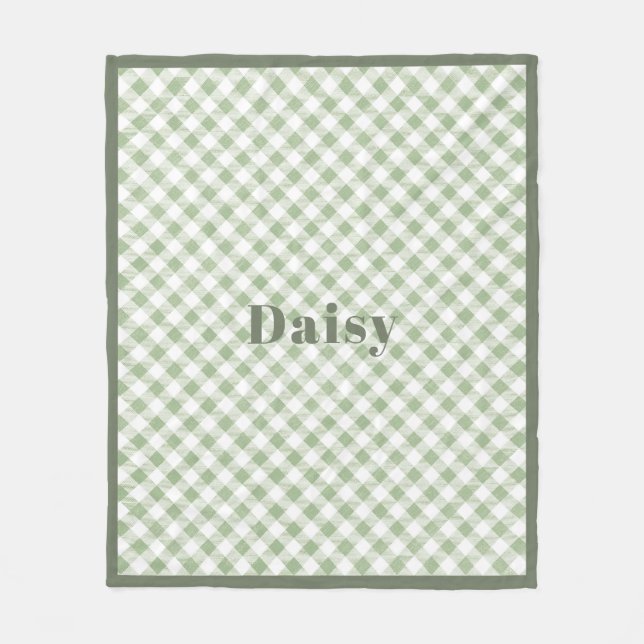 Cobertor De Velo Xadrez Rustic Natural Sage Gingham (Frente)