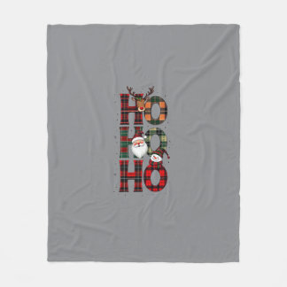 Cobertor De Velo • Xadrez Rústico Ho Ho Ho Papai Noel Cinza Manta d