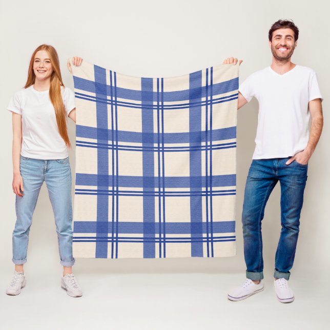 Cobertor De Velo Xadrez Tartan Azul Creme (In Situ)