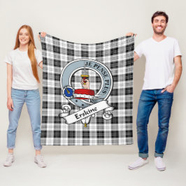 Cobertor De Velo Xadrez Tartan Crachá de Clã Branco e Preto Erskine