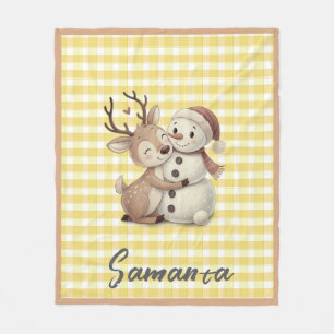 Cobertor De Velo Xadrez tartan renascimento amarelo bege nome