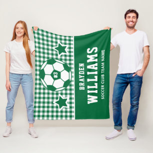 Cobertor De Velo Xadrez Verde do Nome Personalizado do Jogador de F