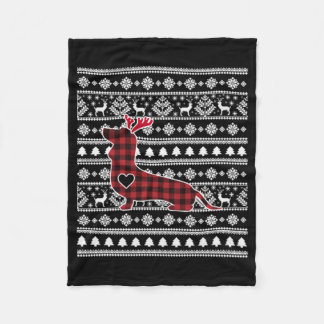 Cobertor De Velo Xadrez Vermelha Buffalo Dachshund Dog Natal