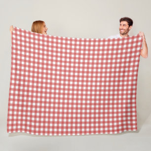 Cobertor De Velo Xadrez Vermelho e Branco Clássico para Piquenique