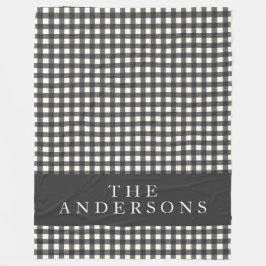Cobertor De Velo Xadrez Vintage Black and White Gingham Personaliza