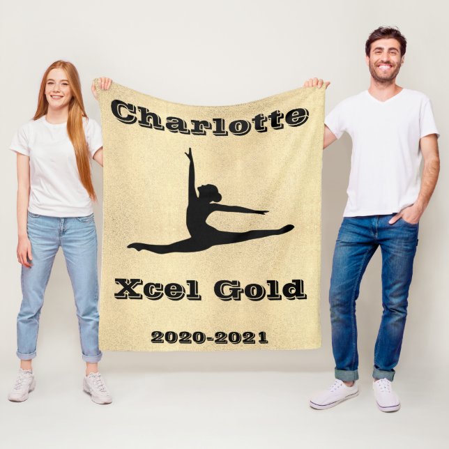 Cobertor De Velo Xcel Dourado Gymnastics Girls Fleece Blanket (In Situ)
