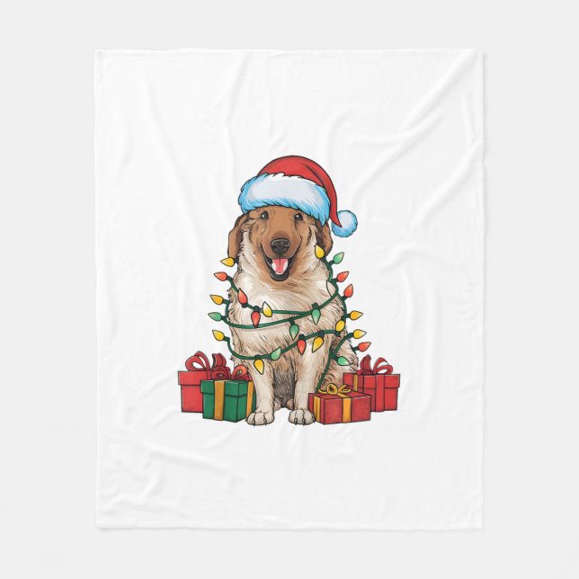 Cobertor De Velo Xmas Lighting Santa Hat Anatolian Shepherd Chr (Frente)
