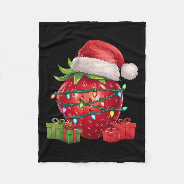 Cobertor De Velo Xmas Lighting Santa Hat Strawberry Christmas  (Frente)