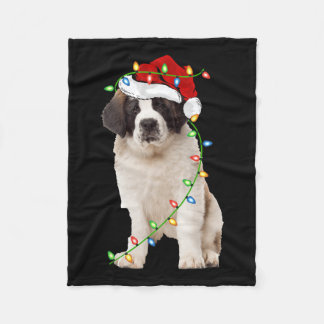 Cobertor De Velo Xmas Lights Santa Hat Santo Bernard Dog Natal