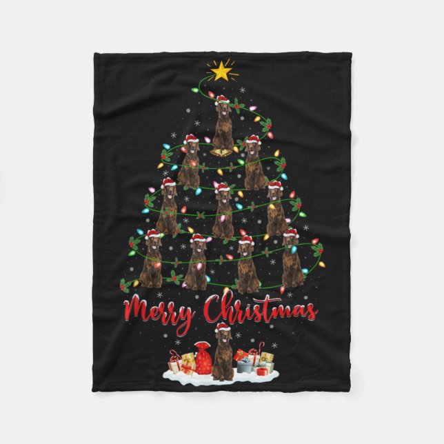 Cobertor De Velo Xmas Lights Santa Irish Setter Dog Christmas Tree  (Frente)