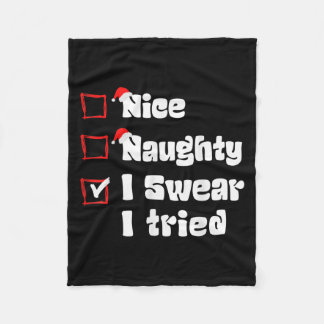 Cobertor De Velo Xmas Nice Naughty I Swear I Tried Naughty List San