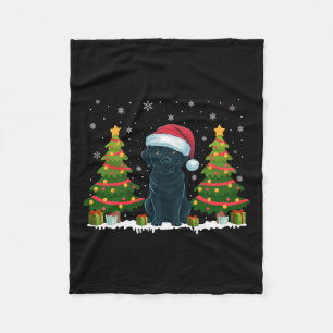 Cobertor De Velo Xmas Tree Luz Negro Labrador Cachorro Papai noel C