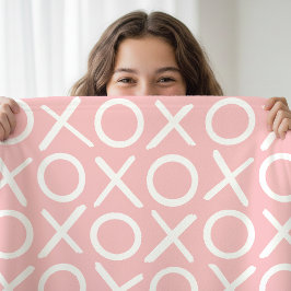 Cobertor De Velo XOXO Abraços e Beijos Moderno em Rosa Pastel